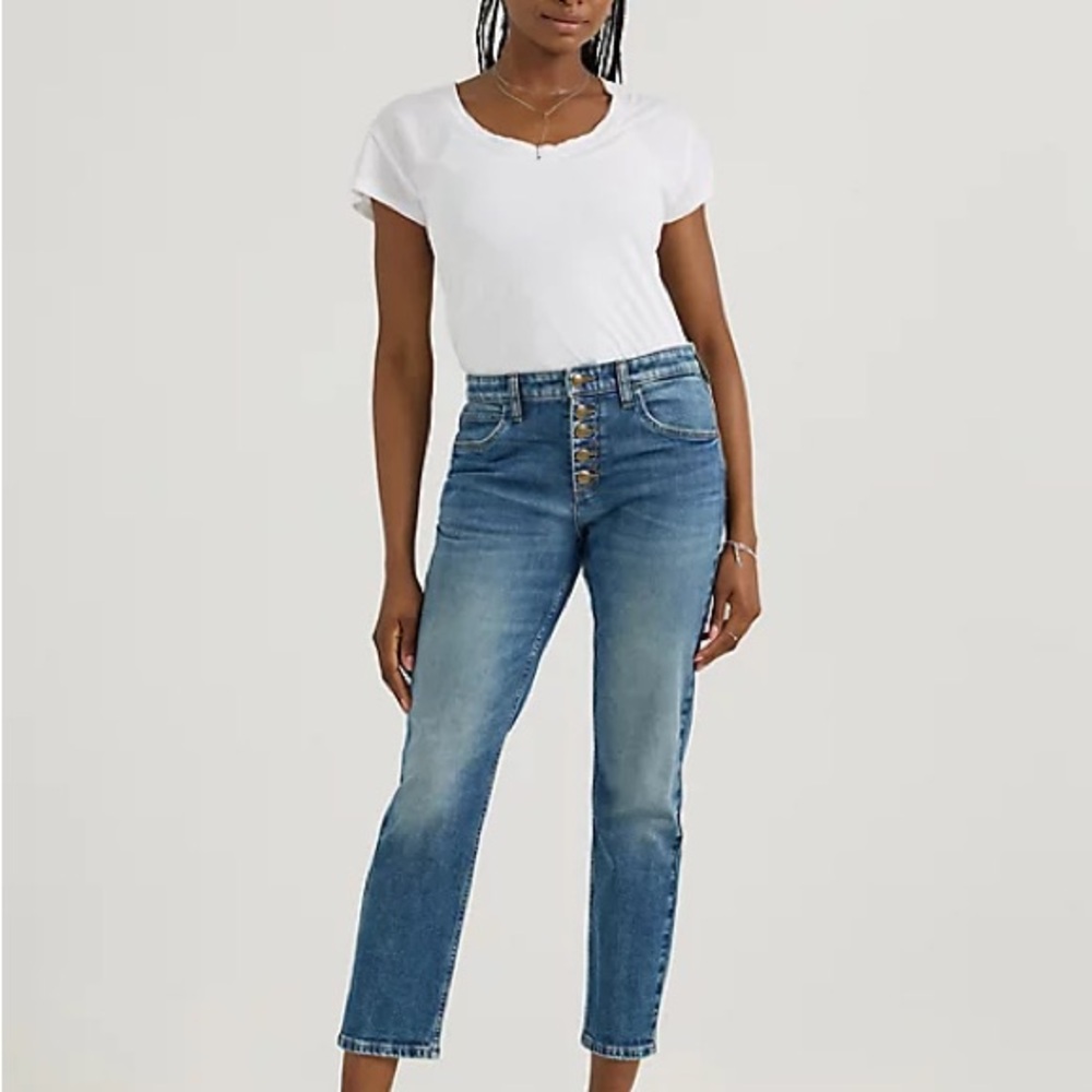Lee Blue Skinny Jeans with High-Waist and Raw Hem